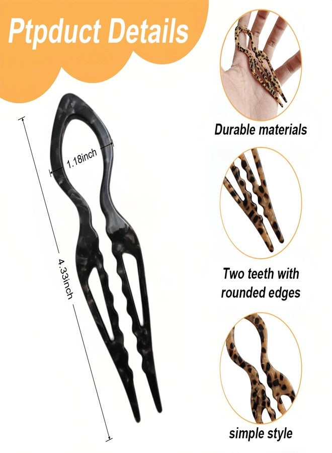 Jimmidy Prestige Hair Pins,French U-Shaped Hair pin 3Pack Elegant Women Hair Accessories Suitable for Thick or Thin Hair (Black, Leopard print, Blue) - Image 3